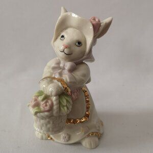 Adorable Vintage Lenox Limited Edition from 2003 Rabbit Basket & Flowers Figure